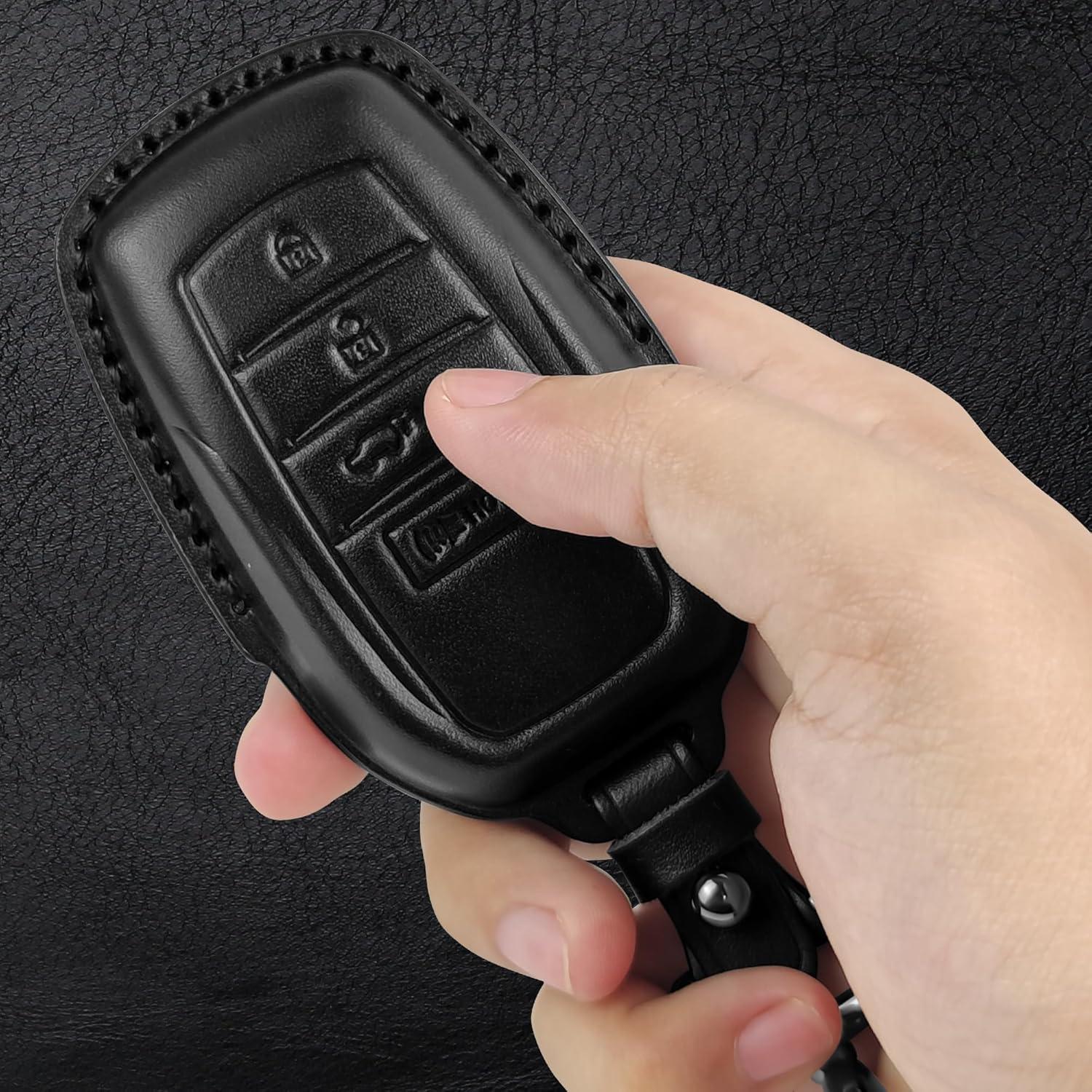 Funda de Llave de Cuero Tukellen para Toyota 4 Botones - Negro
