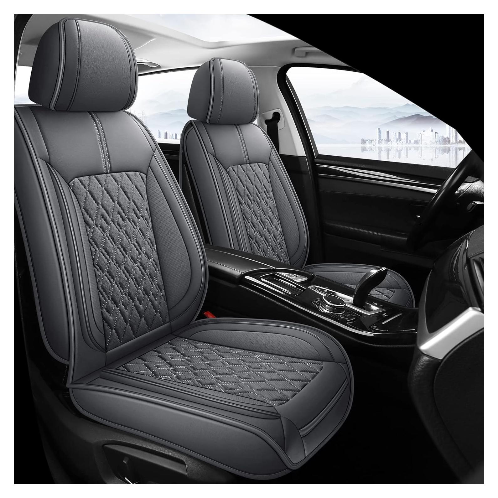 Cubiertas de Asiento de Coche Pariitadin, Cuero Sintético, Gris