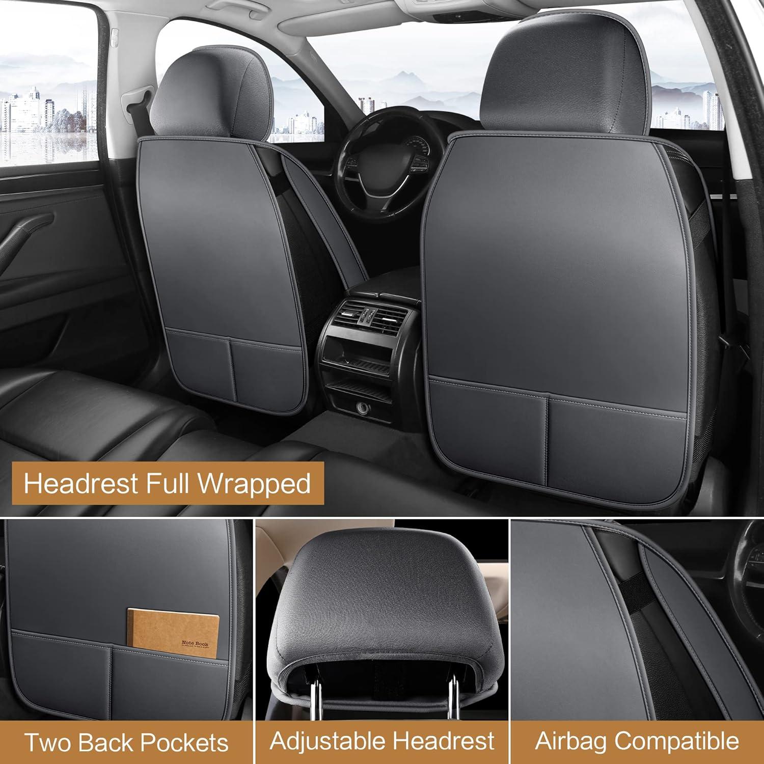 Cubiertas de Asiento de Coche Pariitadin, Cuero Sintético, Gris