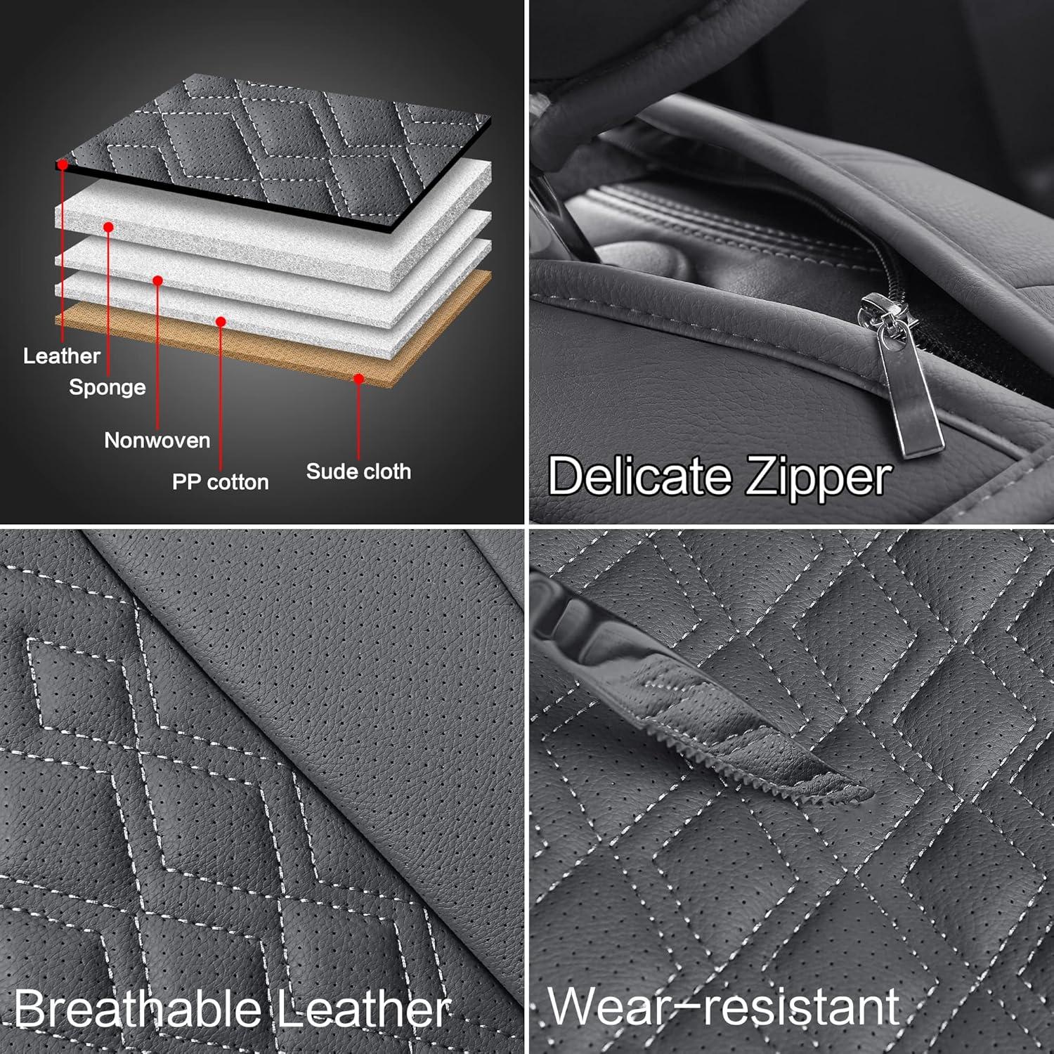 Cubiertas de Asiento de Coche Pariitadin, Cuero Sintético, Gris