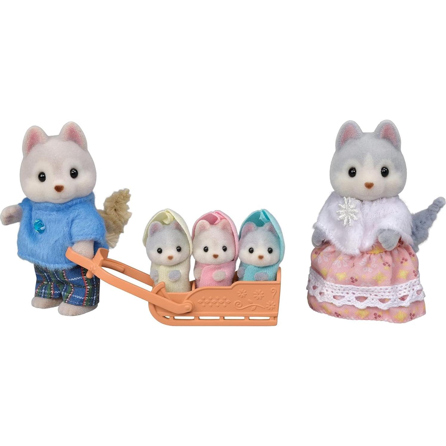 Familia Husky Calico Critters - Set de 5 Figuras 3+