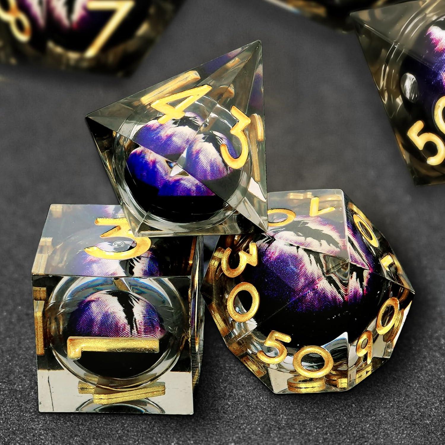 Juego de Dados Poliedricos DND EZUO Ojo de Dragón 7 Piezas