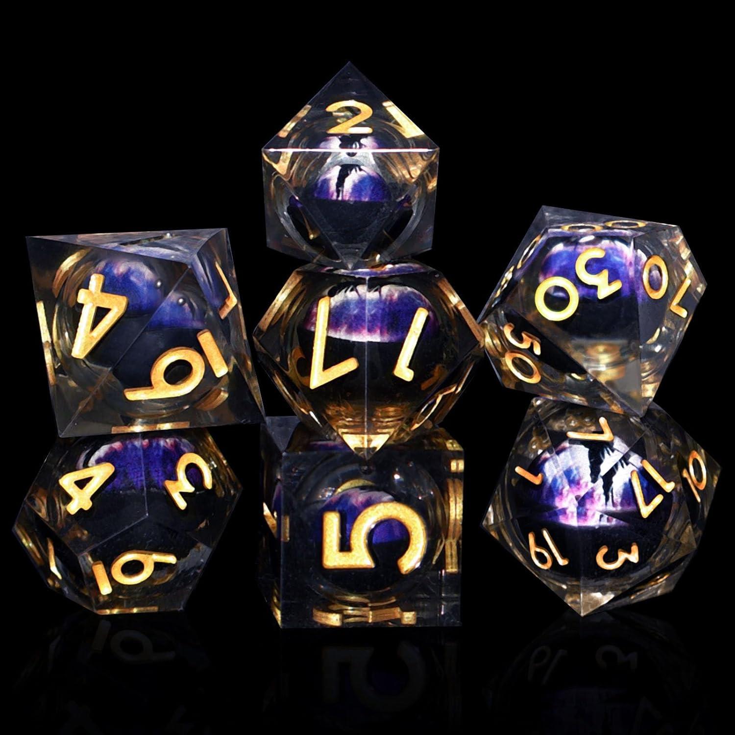 Juego de Dados Poliedricos DND EZUO Ojo de Dragón 7 Piezas