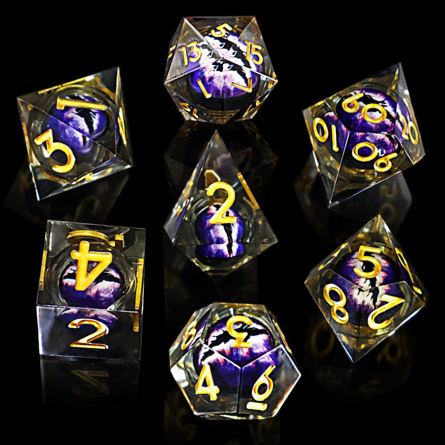 Juego de Dados Poliedricos DND EZUO Ojo de Dragón 7 Piezas