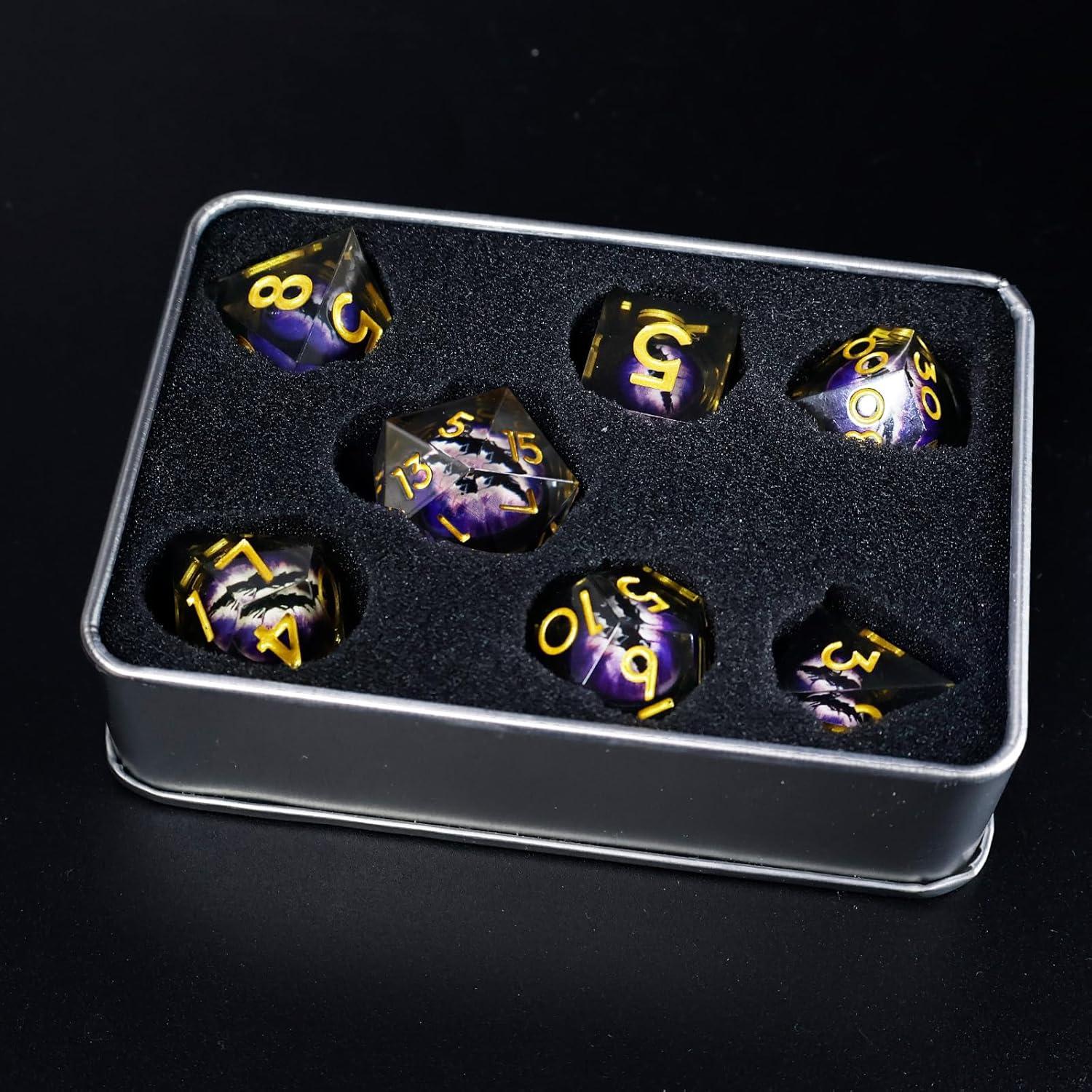 Juego de Dados Poliedricos DND EZUO Ojo de Dragón 7 Piezas