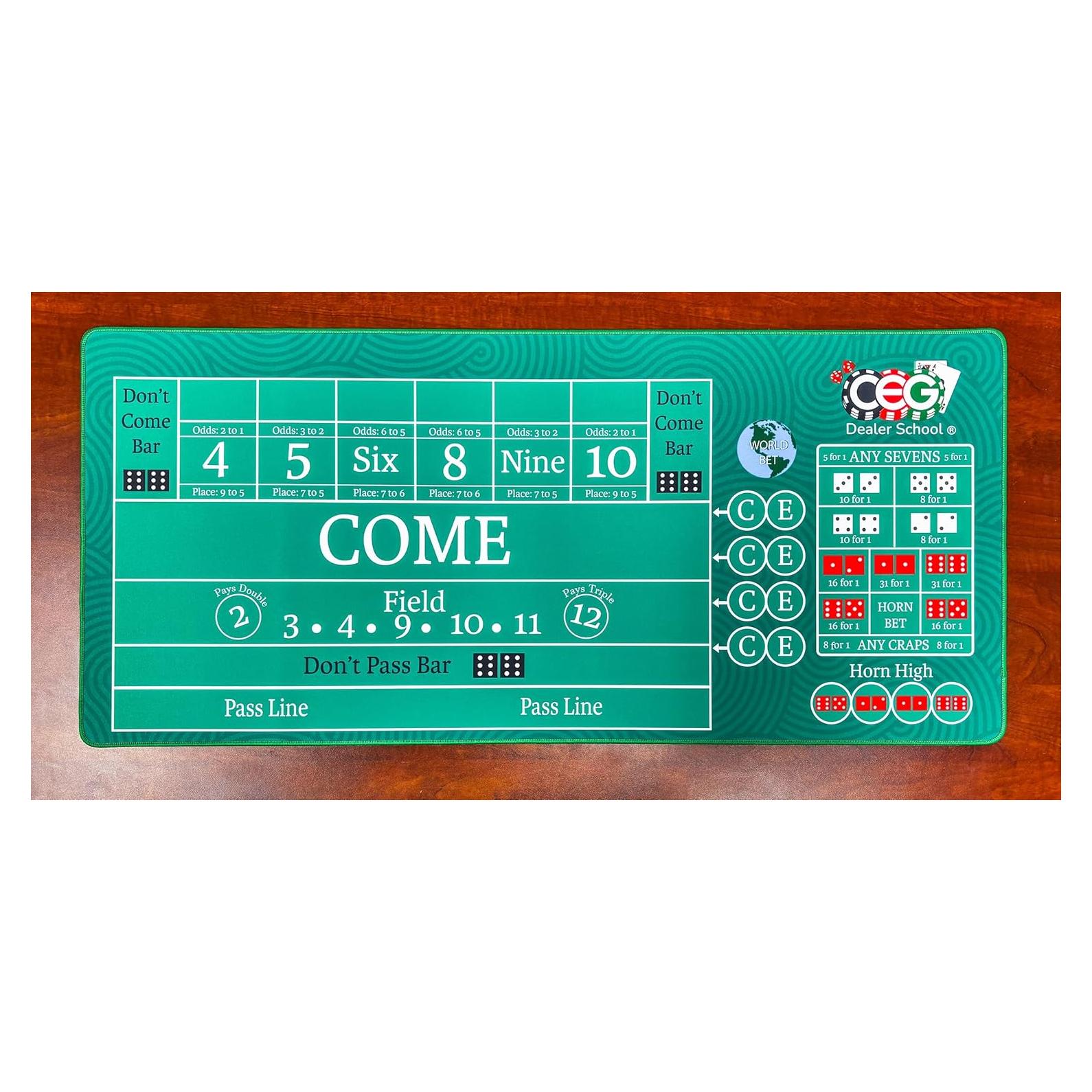 Alfombra de Práctica Craps Casino Quest 89cm x 40cm Verde