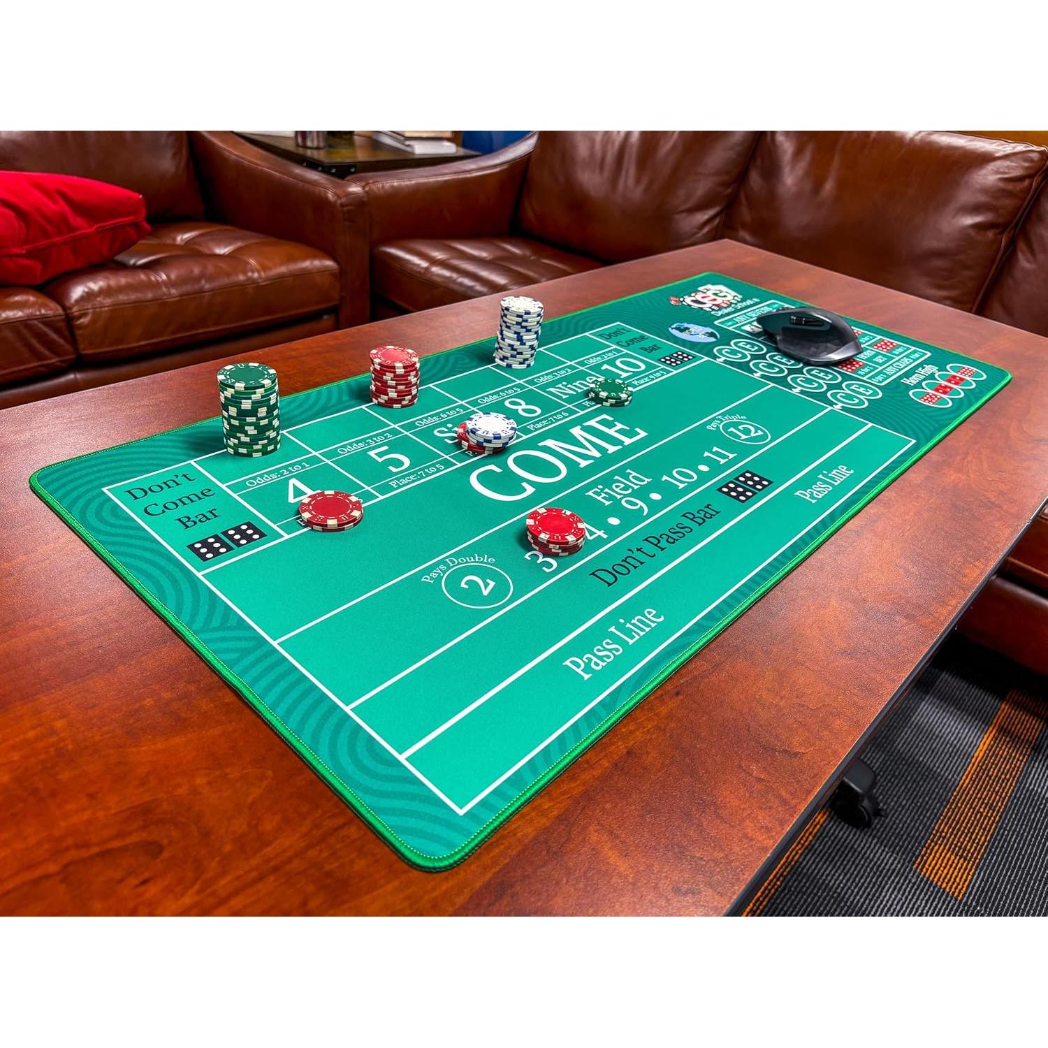 Alfombra de Práctica Craps Casino Quest 89cm x 40cm Verde