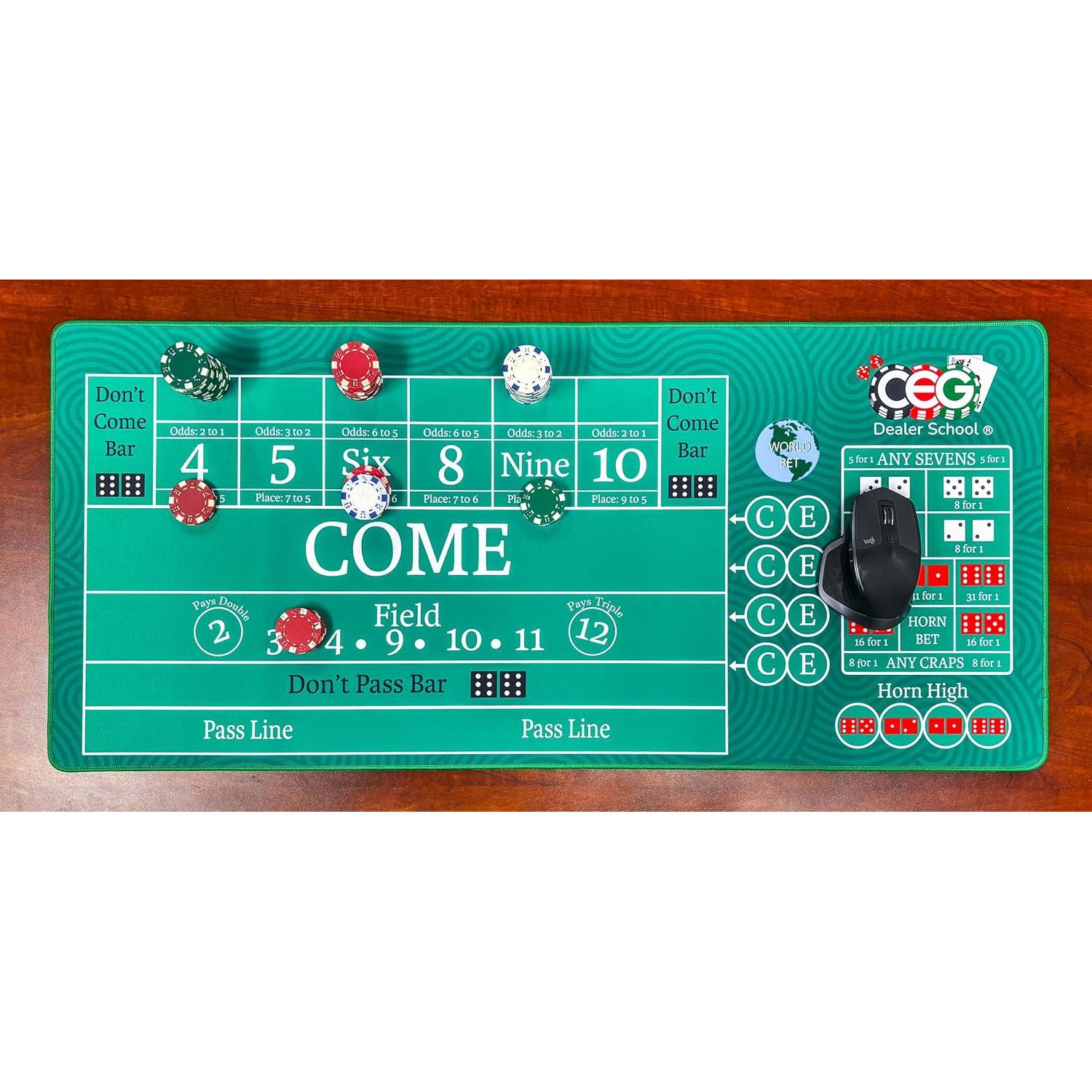 Alfombra de Práctica Craps Casino Quest 89cm x 40cm Verde