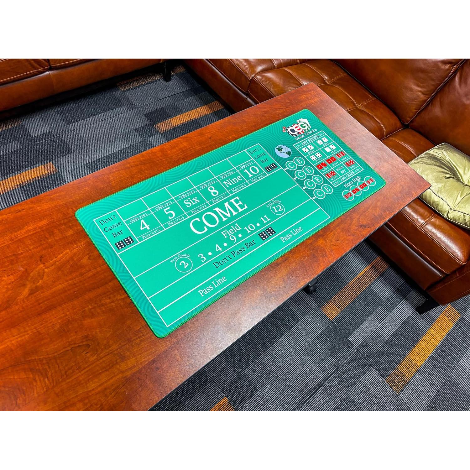 Alfombra de Práctica Craps Casino Quest 89cm x 40cm Verde