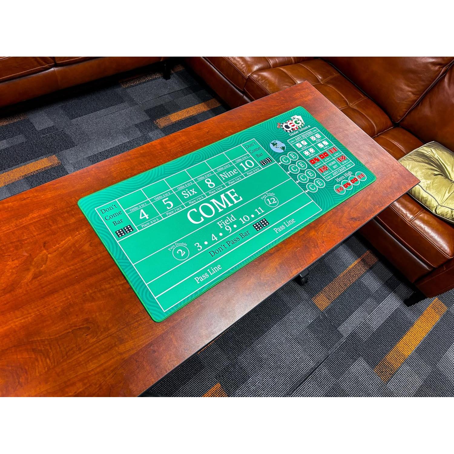 Alfombra de Práctica Craps Casino Quest 89cm x 40cm Verde