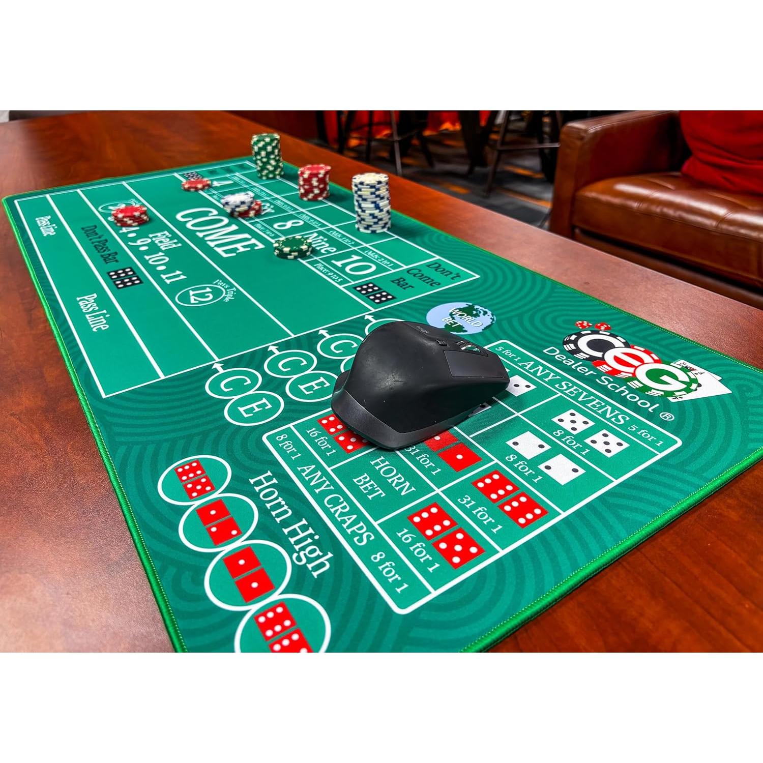 Alfombra de Práctica Craps Casino Quest 89cm x 40cm Verde