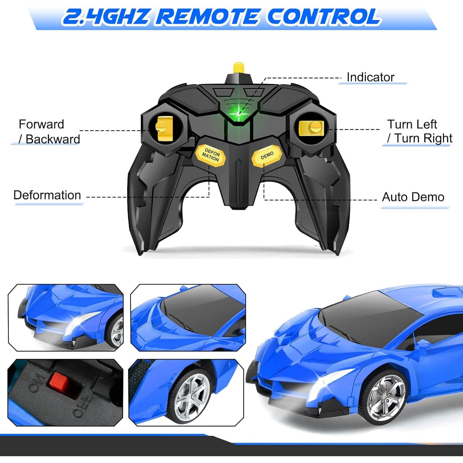 Coche RC Transformable Chridark Azul 0.47 kg para Niños 3-12 Años