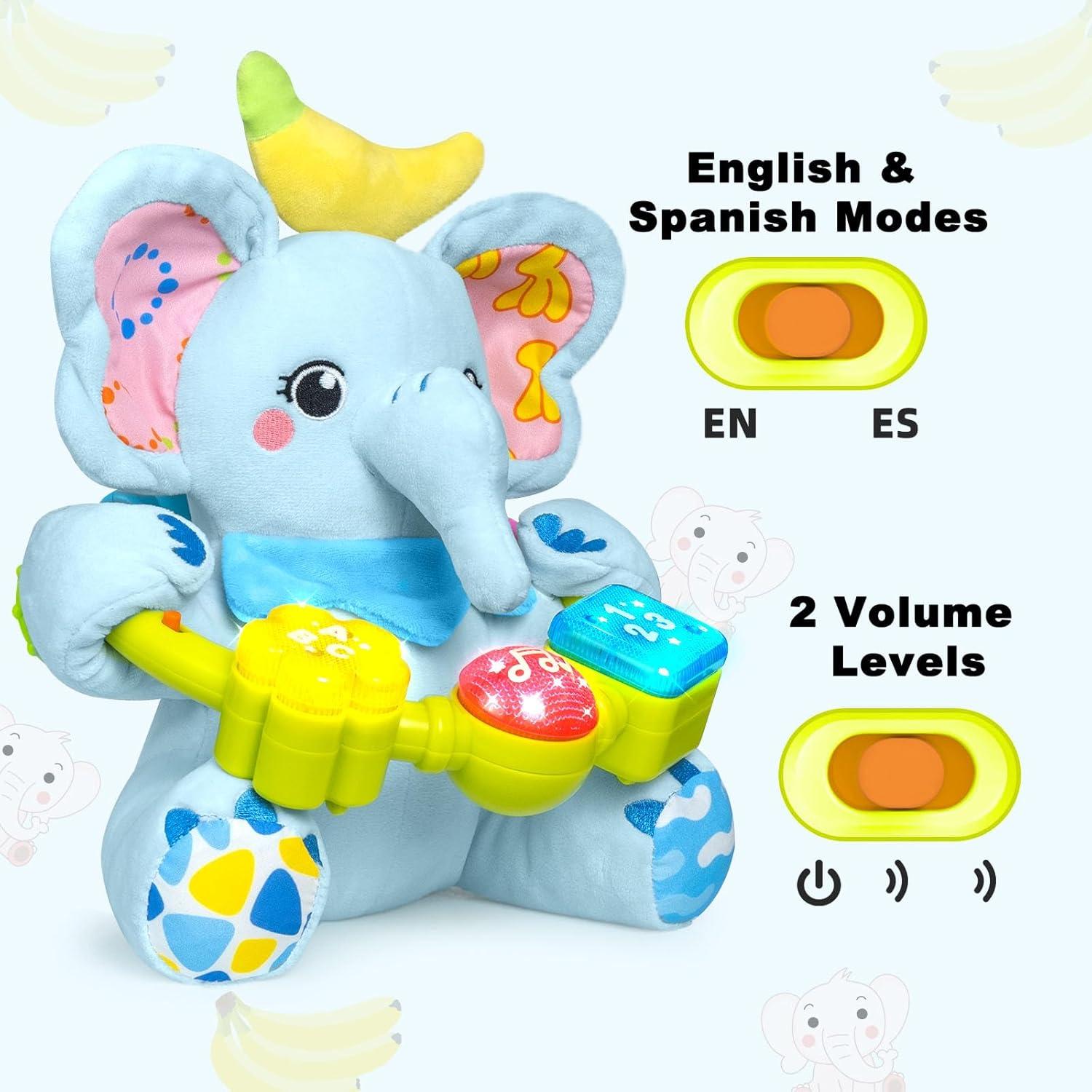 Elefante Musical Bilingüe de Peluche para Bebés 0-18 Meses