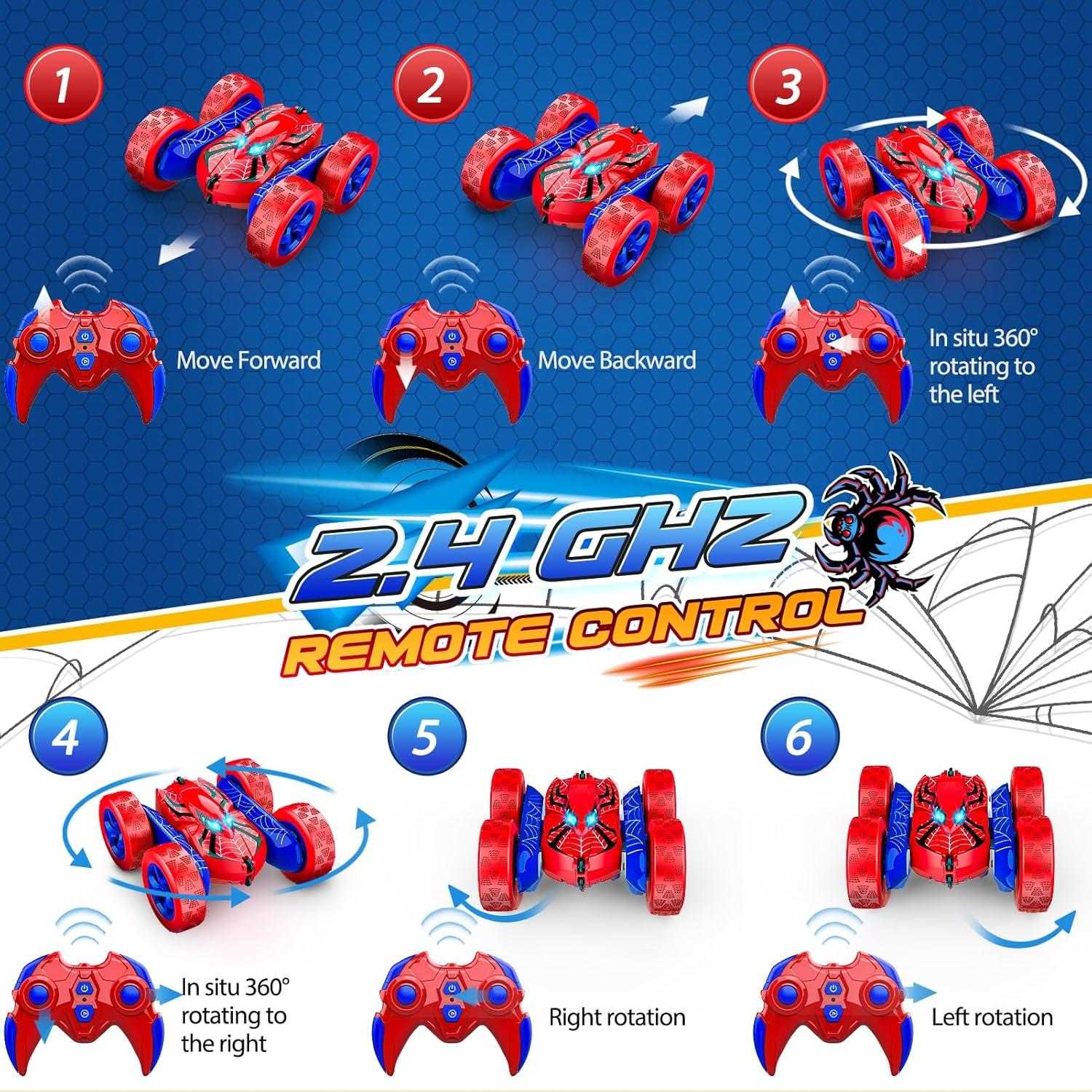 Remote Control Car,RC Cars for 4 5 6 7 8 9 10 11 12 Year Old Boy Double Sided 360°Flip 4WD Rechargeable Drift RC Race Car Boys Toys Birthday Gifts Easter Basket Stuffers for Kids Age 4-12