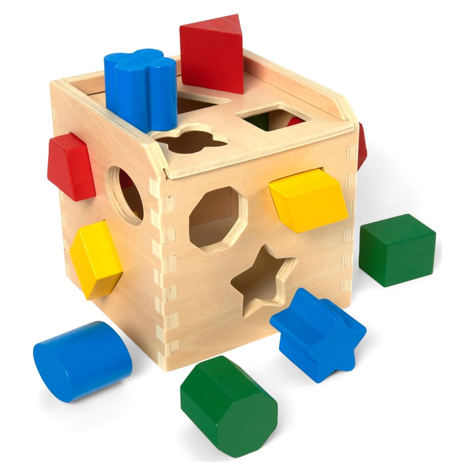 Cubo de Clasificación de Formas Melissa & Doug - Juguete de Madera 12 Piezas