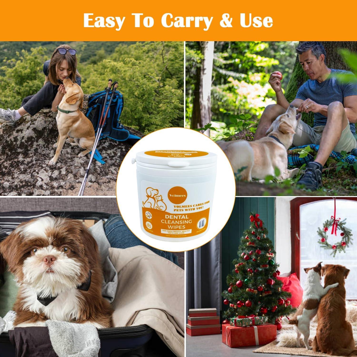 Toallitas Dentales para Perros y Gatos Volmees 50 Pcs Coco