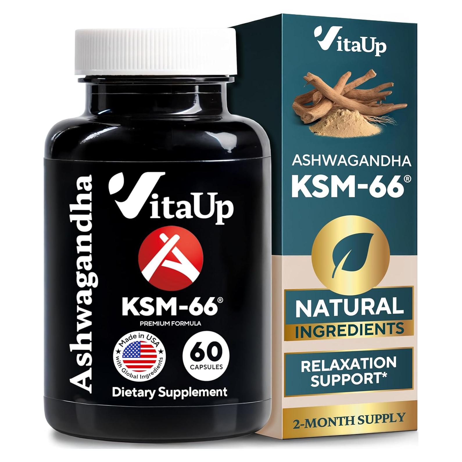 Ashwagandha KSM-66 VitaUp - 60 Cápsulas para Relajación y Energía