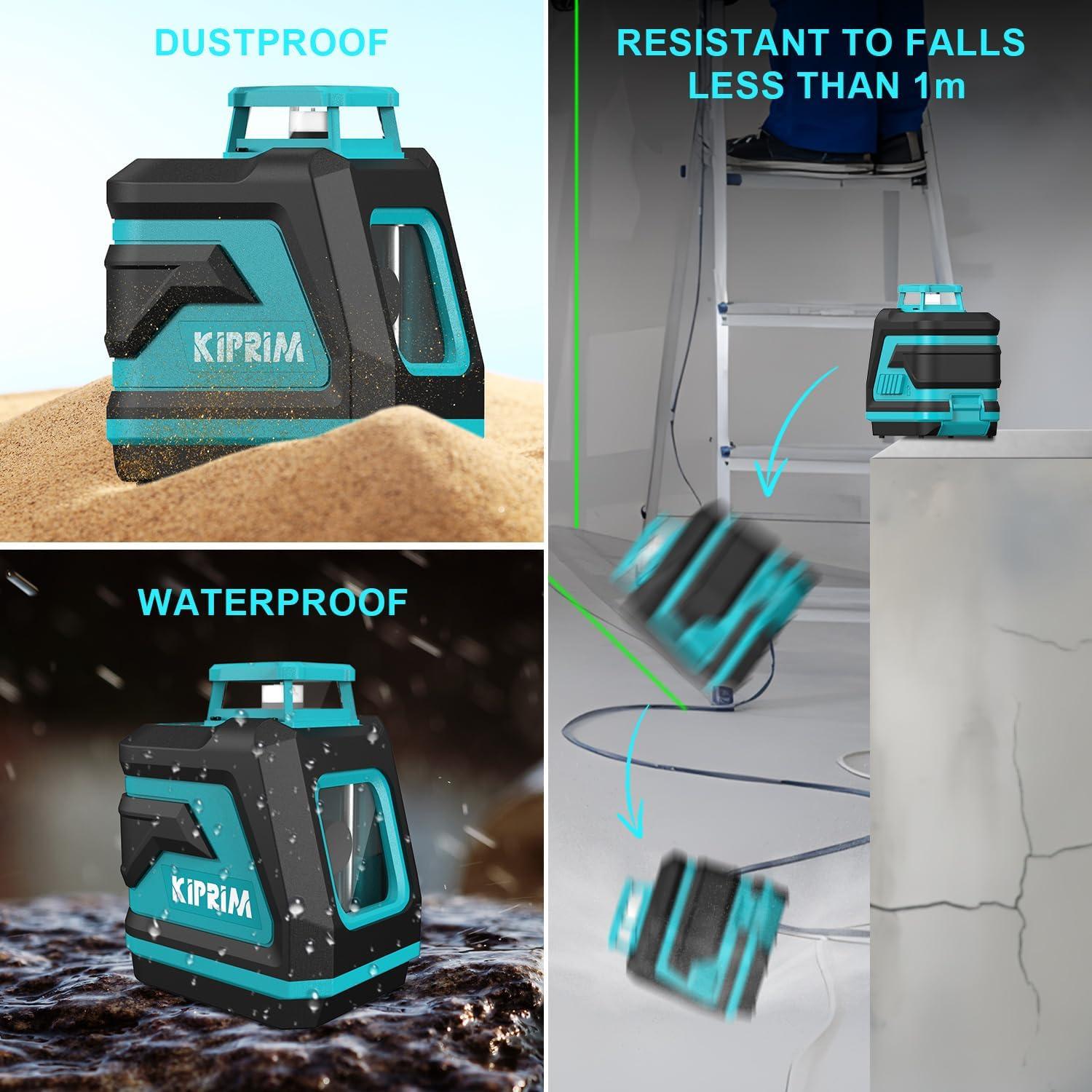 Nivel Láser Verde Kiprim LV8D 5 Líneas 40m con Baterías