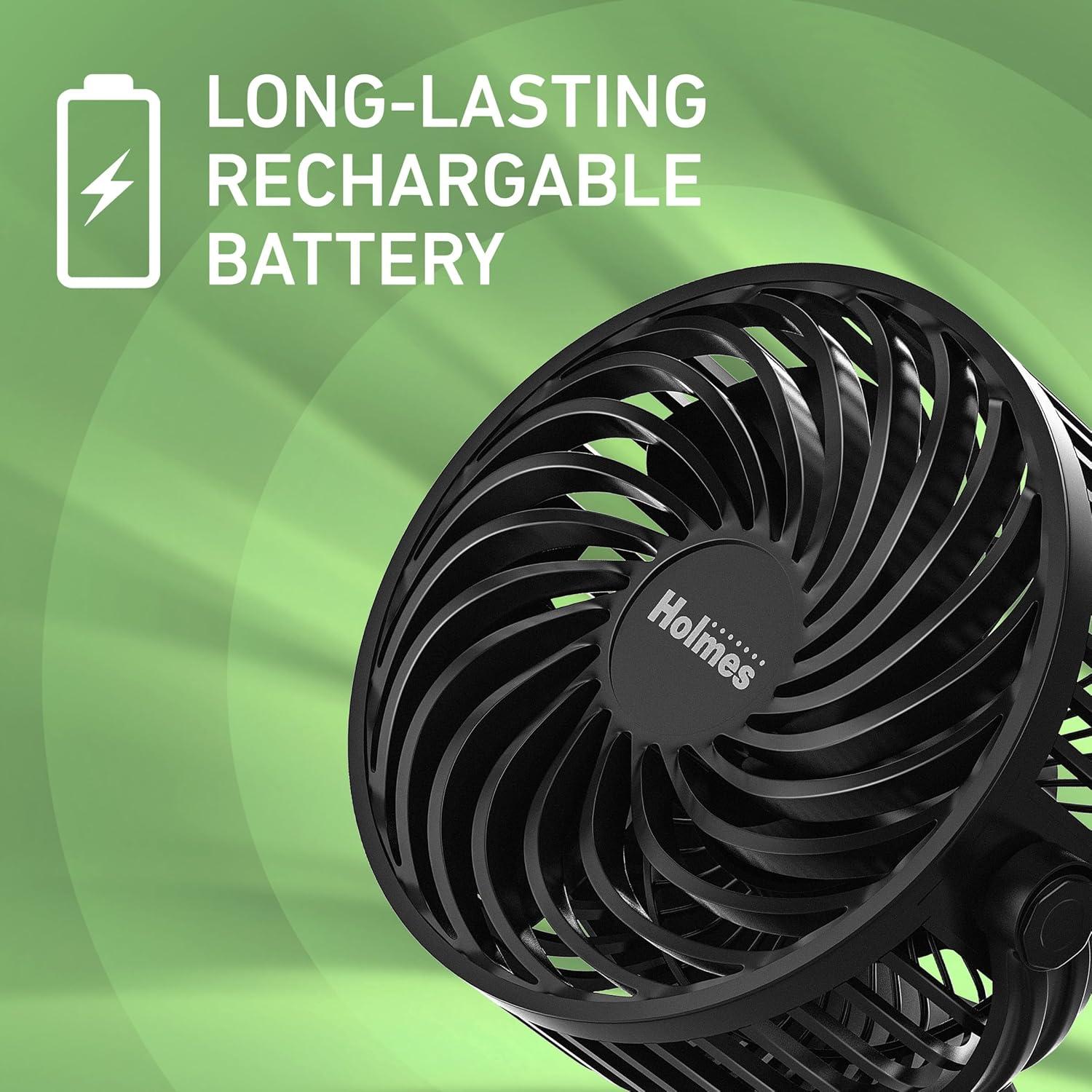 Ventilador Personal Portátil Holmes 10 cm Clip 3 Velocidades Negro