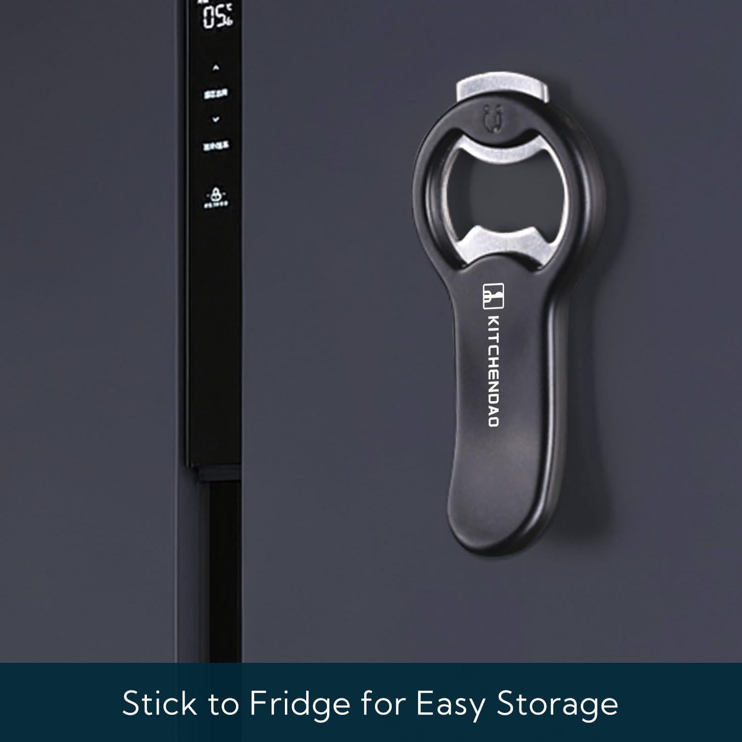 KITCHENDAO Abrebotellas Magnético 2 en 1 con Recogedor de Tapas