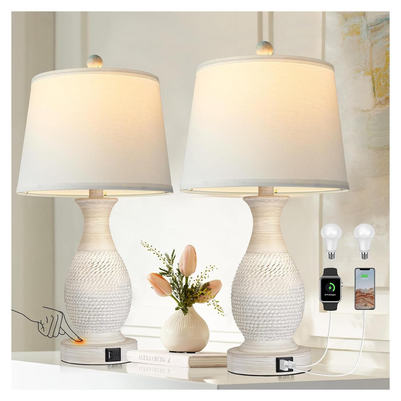 Conjunto de 2 lámparas de mesa PARTPHONER táctiles con USB