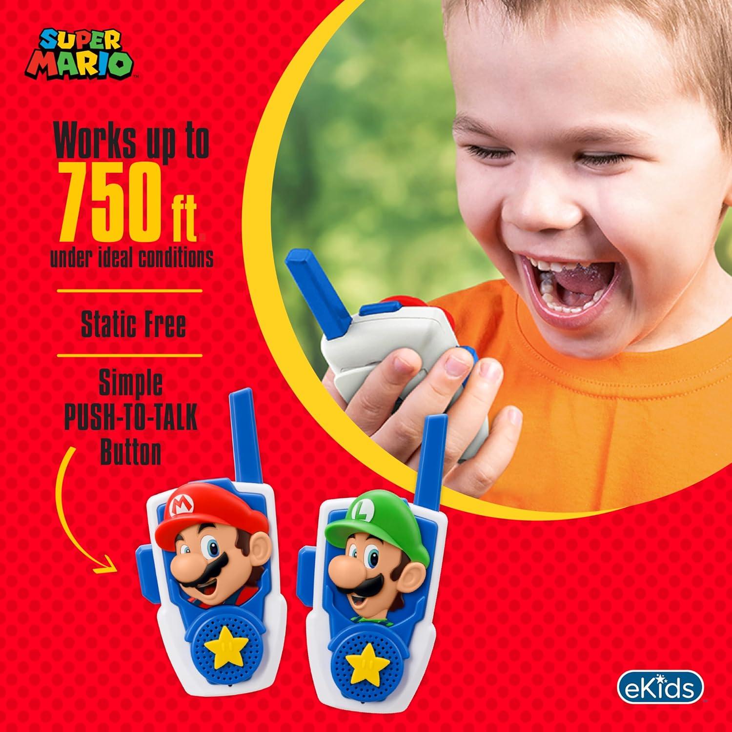 Walkie Talkies Super Mario eKids para Niños - Rango 228m