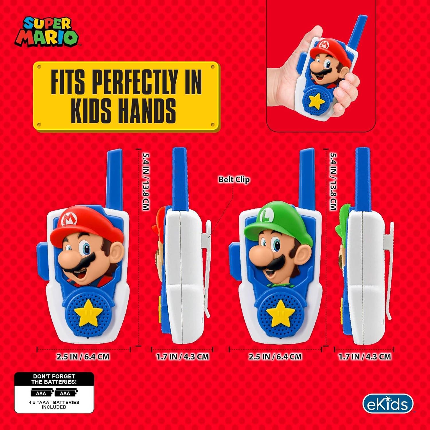 Walkie Talkies Super Mario eKids para Niños - Rango 228m