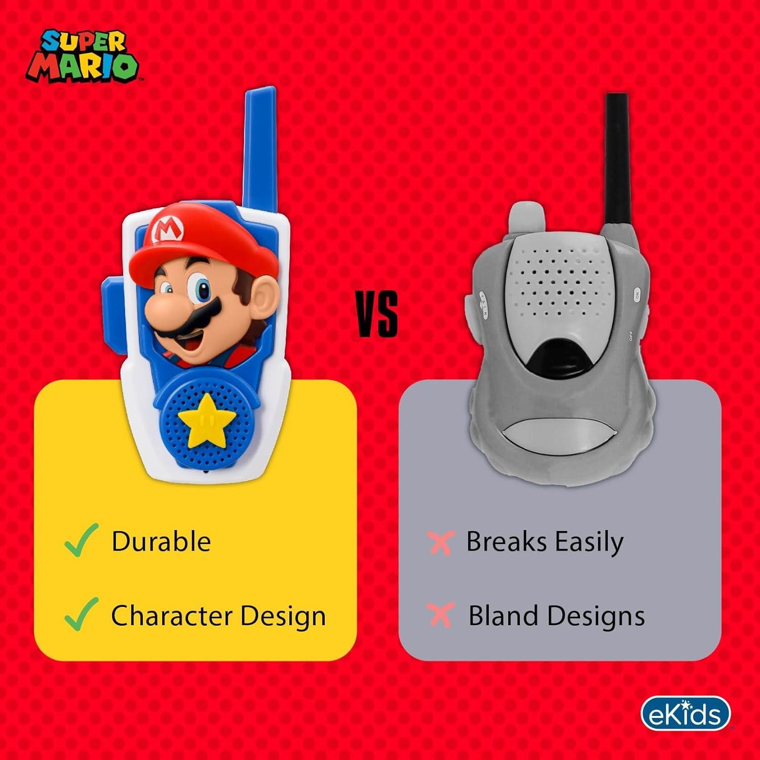 Walkie Talkies Super Mario eKids para Niños - Rango 228m