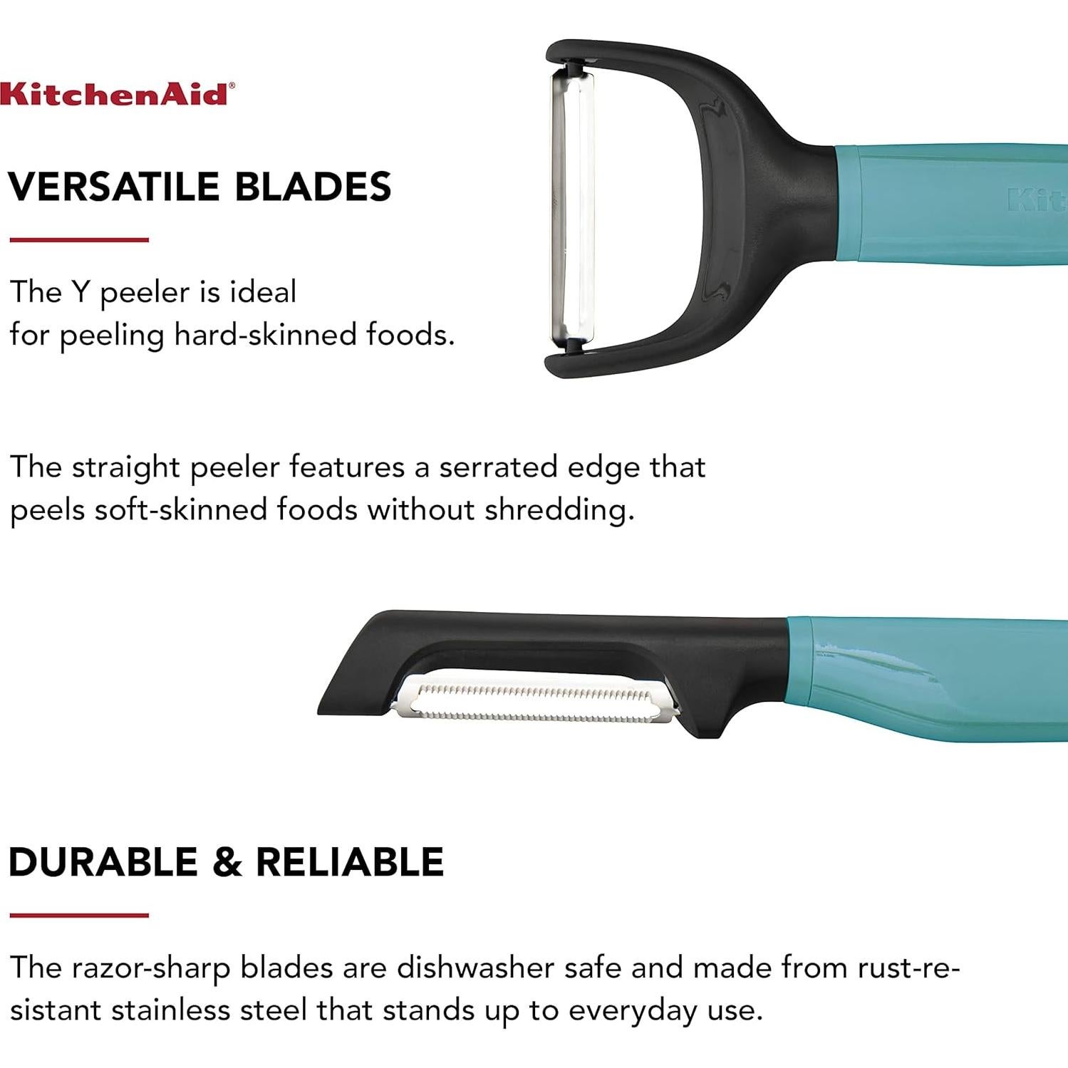 Set de 2 Peladores KitchenAid Euro y Y Acero Inoxidable Aqua