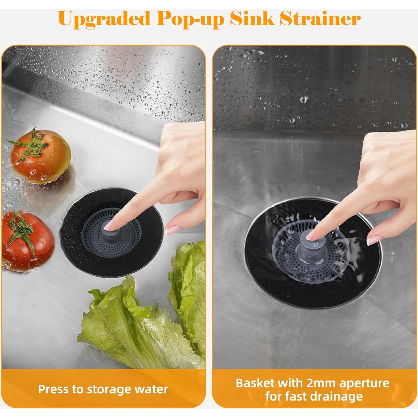 Kit de tapón y colador de desagüe iFealClear 3 en 1 acero inoxidable