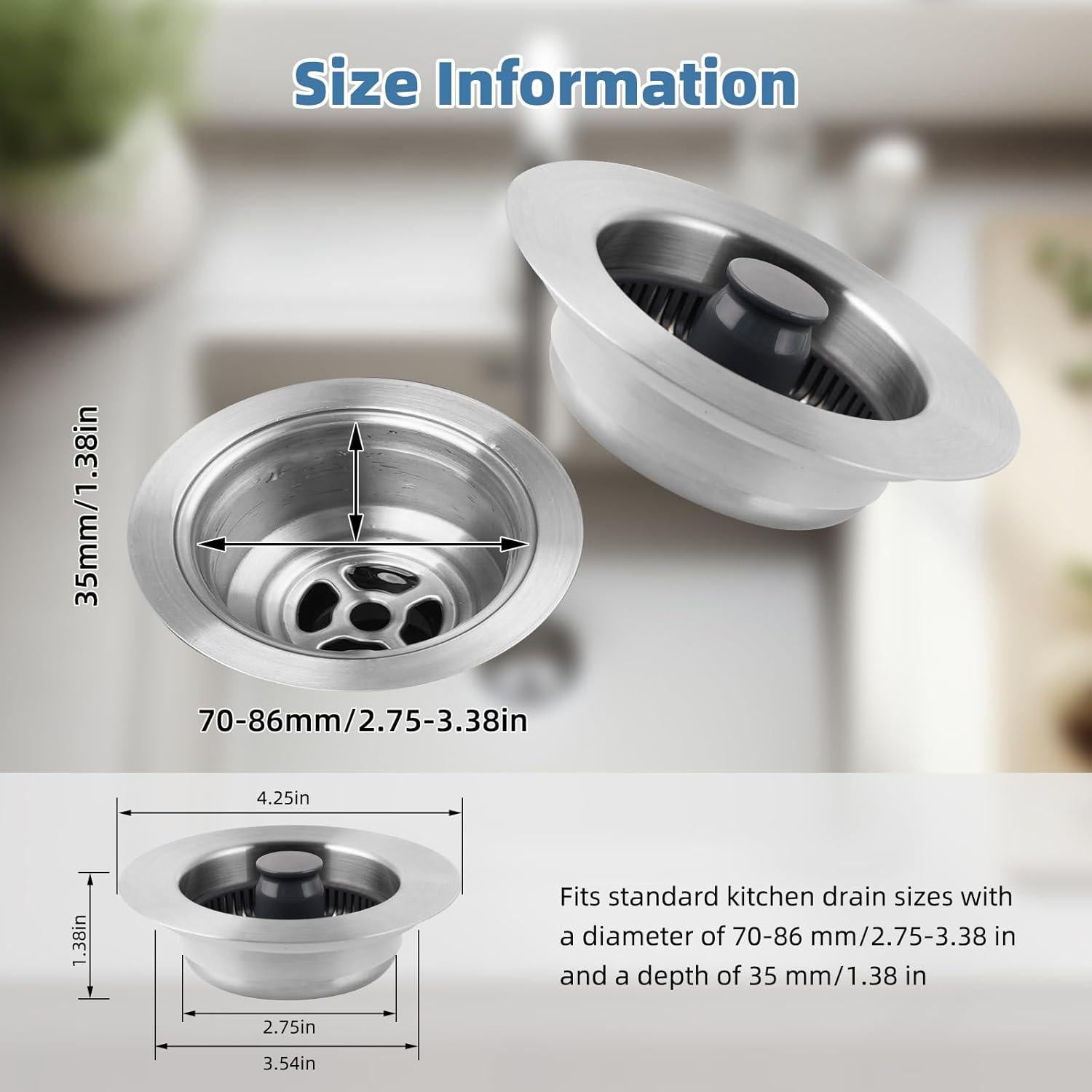 Colador de Drenaje de Fregadero iFealClear 3.5 cm Antitaponamiento