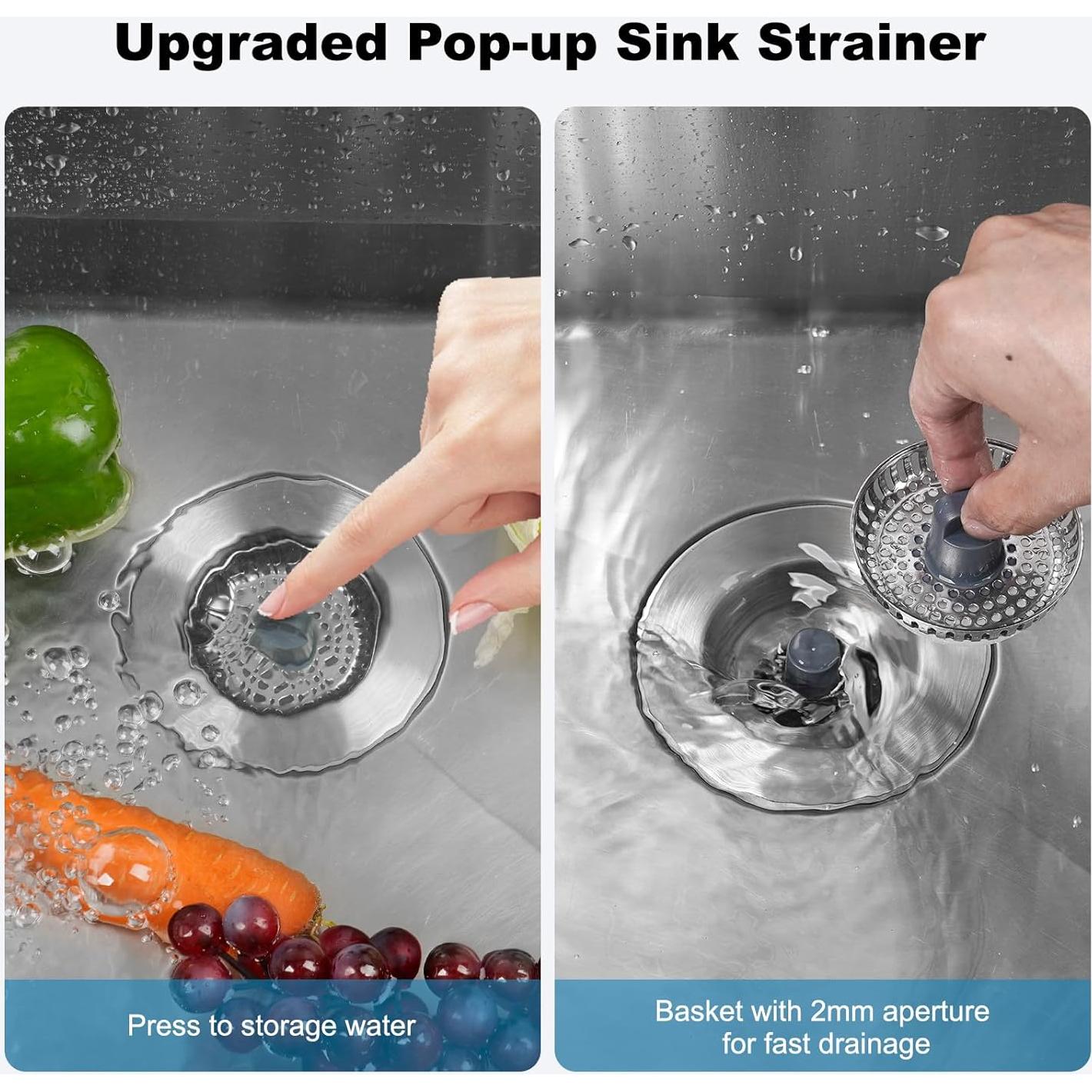 Colador de fregadero iFealClear acero inoxidable 3 en 1 8.89 cm