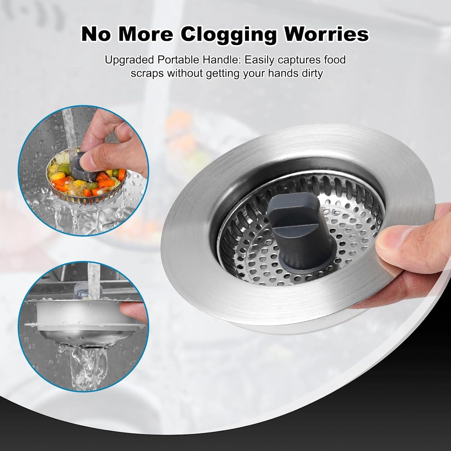 Colador de Drenaje de Cocina iFealClear Acero Inoxidable 8.89 cm