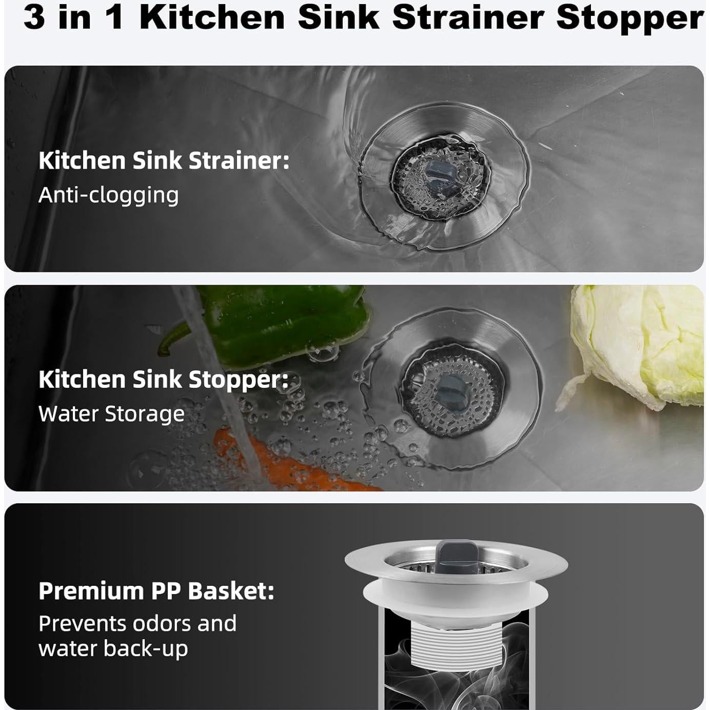 Colador de Drenaje de Cocina iFealClear Acero Inoxidable 8.89 cm