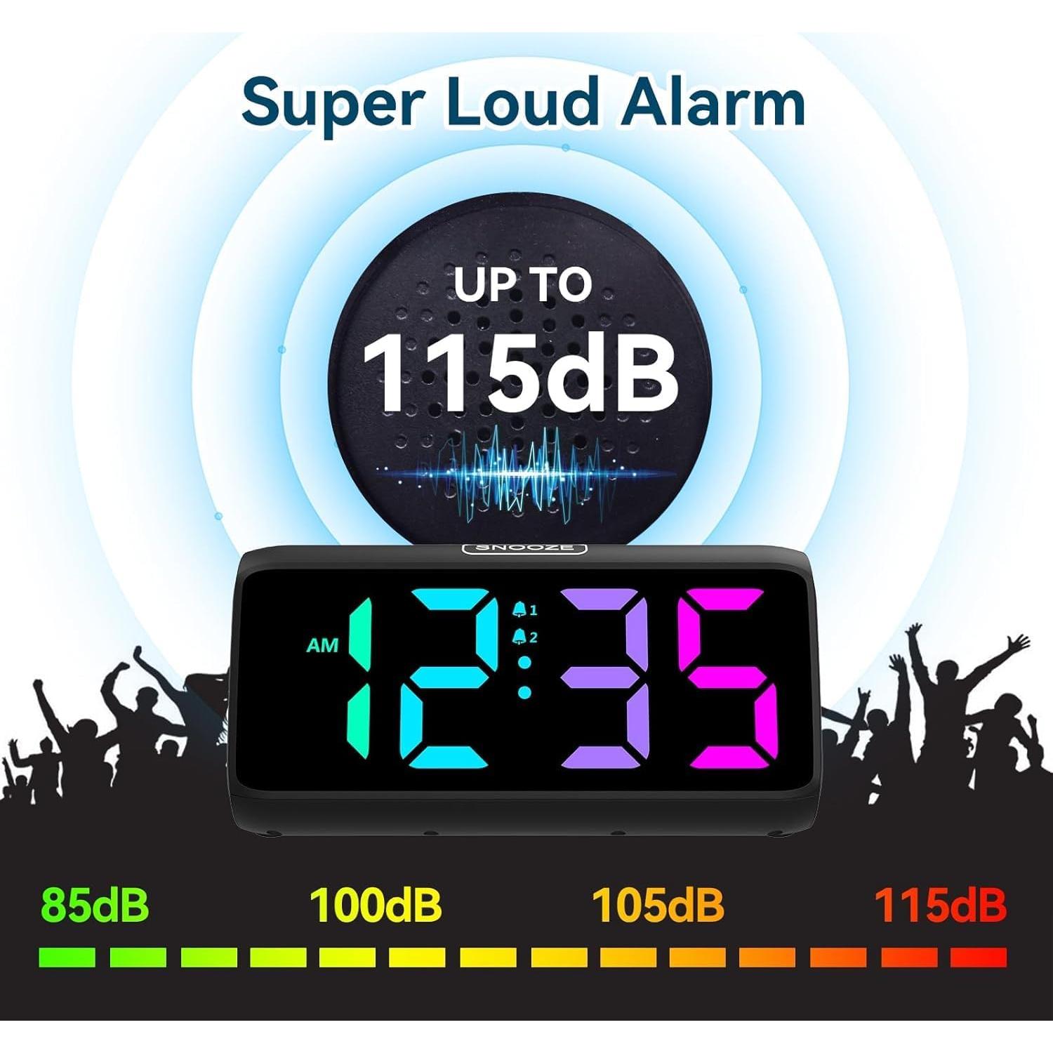 Reloj Despertador Ruidoso Netzu Digital RGB con 2 Alarmas