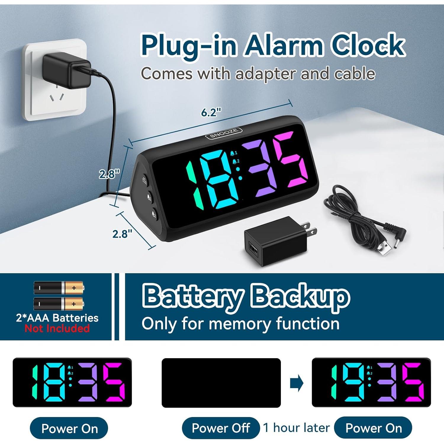 Reloj Despertador Ruidoso Netzu Digital RGB con 2 Alarmas