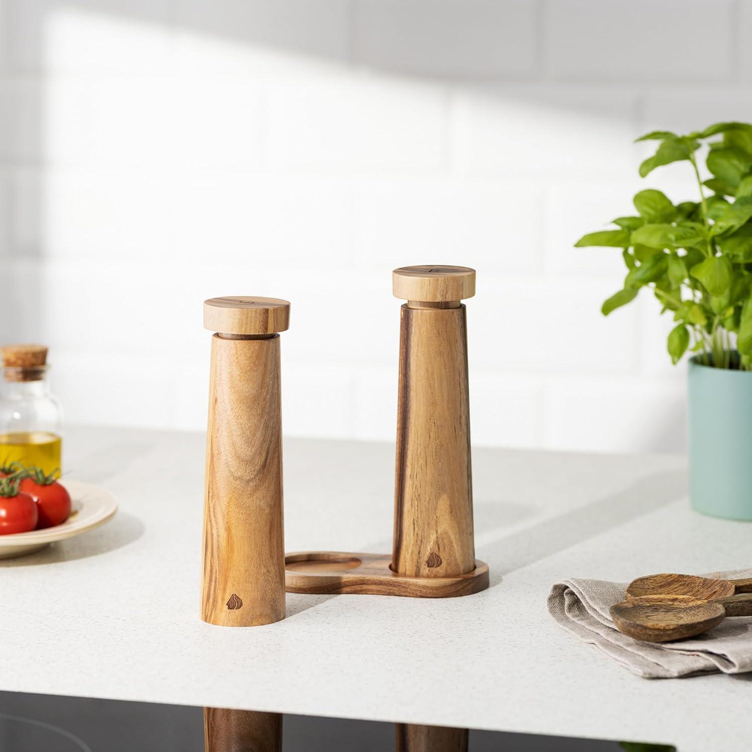 Juego de Molinillos de Sal y Pimienta Navaris - Madera de Acacia