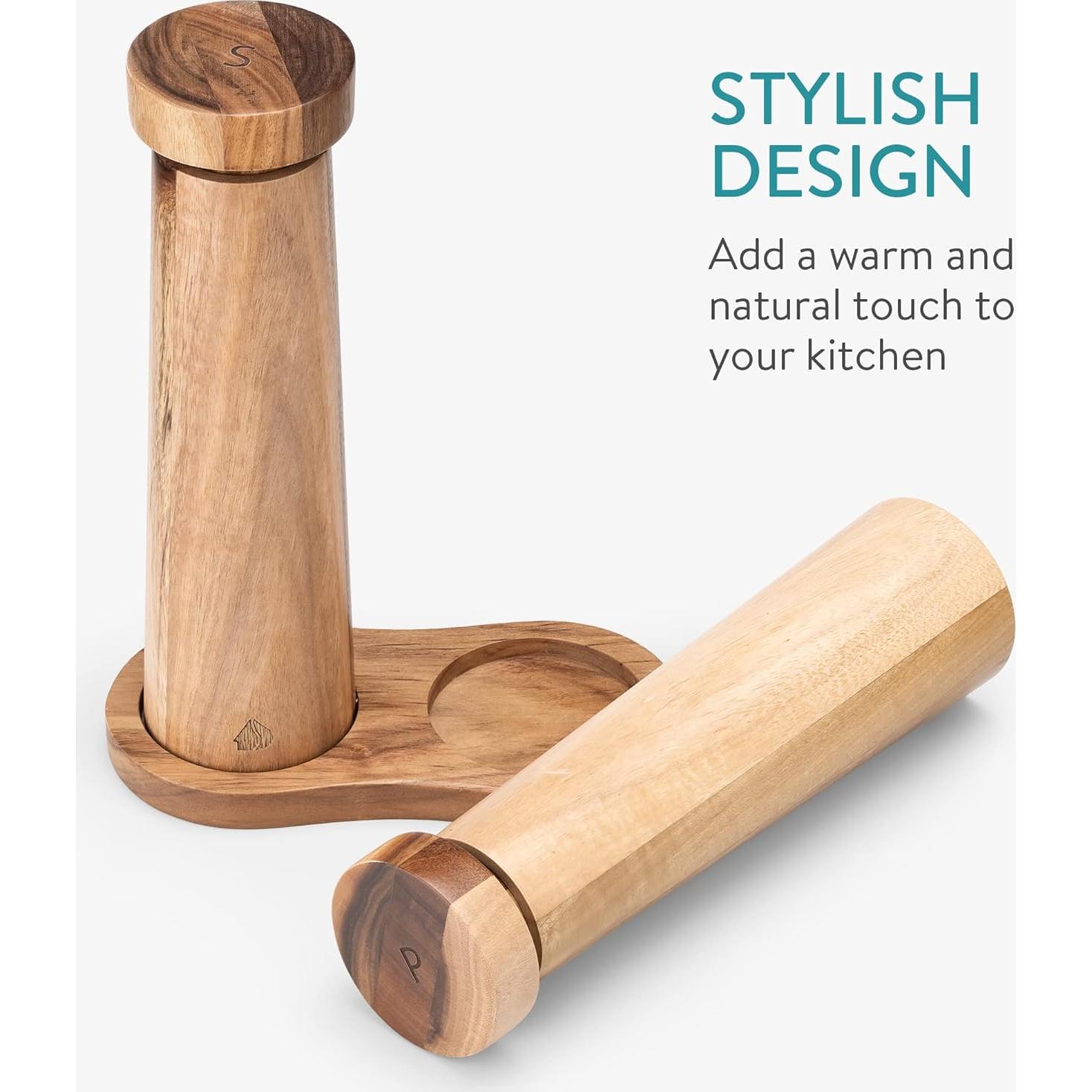 Juego de Molinillos de Sal y Pimienta Navaris - Madera de Acacia