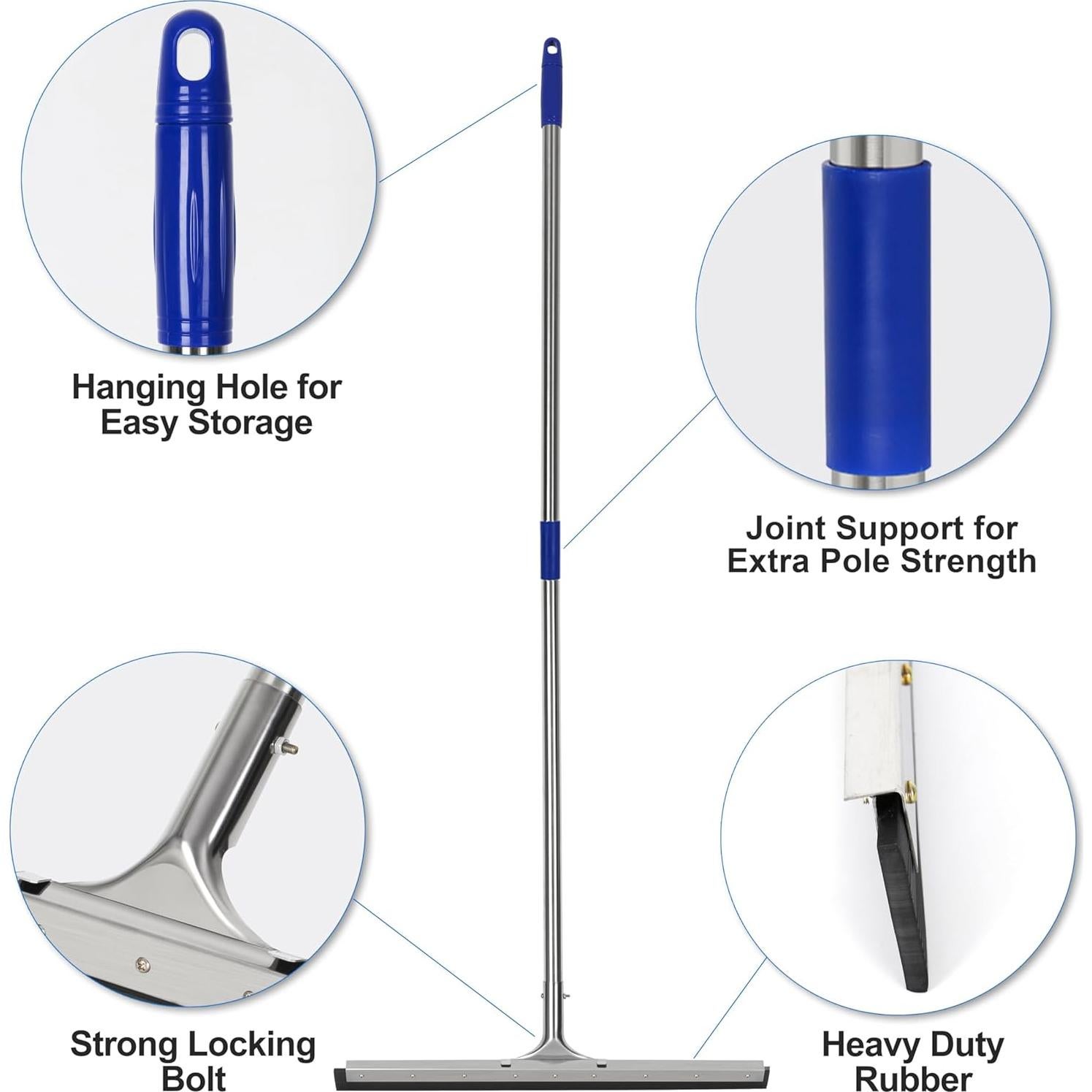 Escobilla de Piso MHM con Mango de Acero Inoxidable 140cm