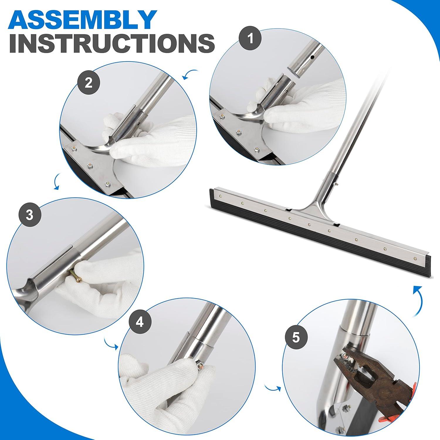 Escobilla de Piso MHM con Mango de Acero Inoxidable 140cm