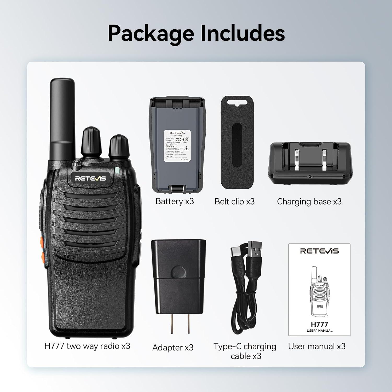 Walkie Talkies Retevis H-777 Recargables 3 Paquete