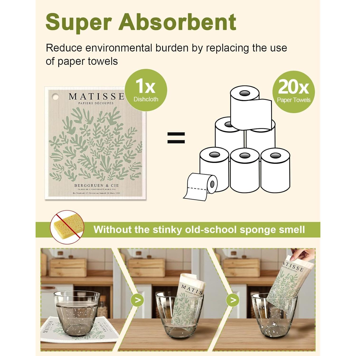 Paquete de 6 Paños de Cocina Reutilizables Miss Adola 20x17 cm