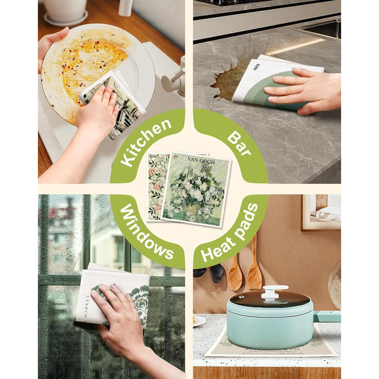 Paquete de 6 Paños de Cocina Reutilizables Miss Adola 20x17 cm