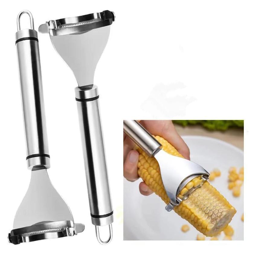 Corn Peeler Stainless Stee Corn Cob Stripper Tool Corn Thresher from the Cob, Removes Corn Kernels From Corn Cobs In Seconds Kitchen Gadget (2PCS)