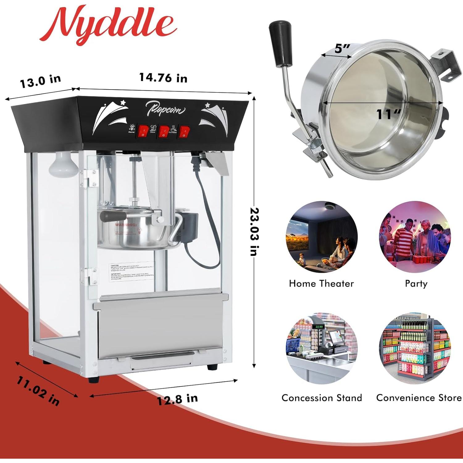 Máquina de Hacer Palomitas Nyddle BMH 12 Onzas Acero Inoxidable