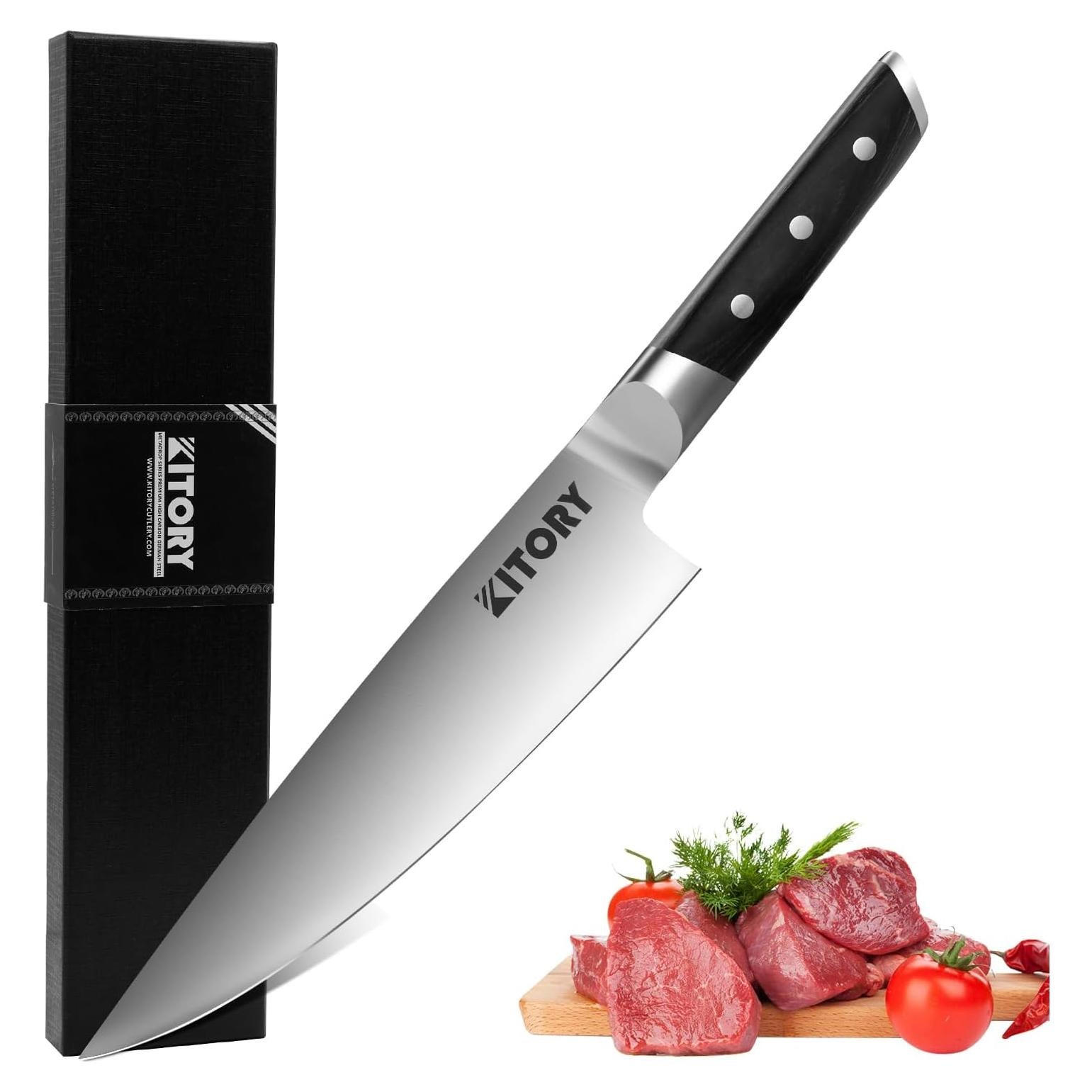 Cuchillo de Chef Kitory 20.32 cm Acero Alto Carbono Pakkawood