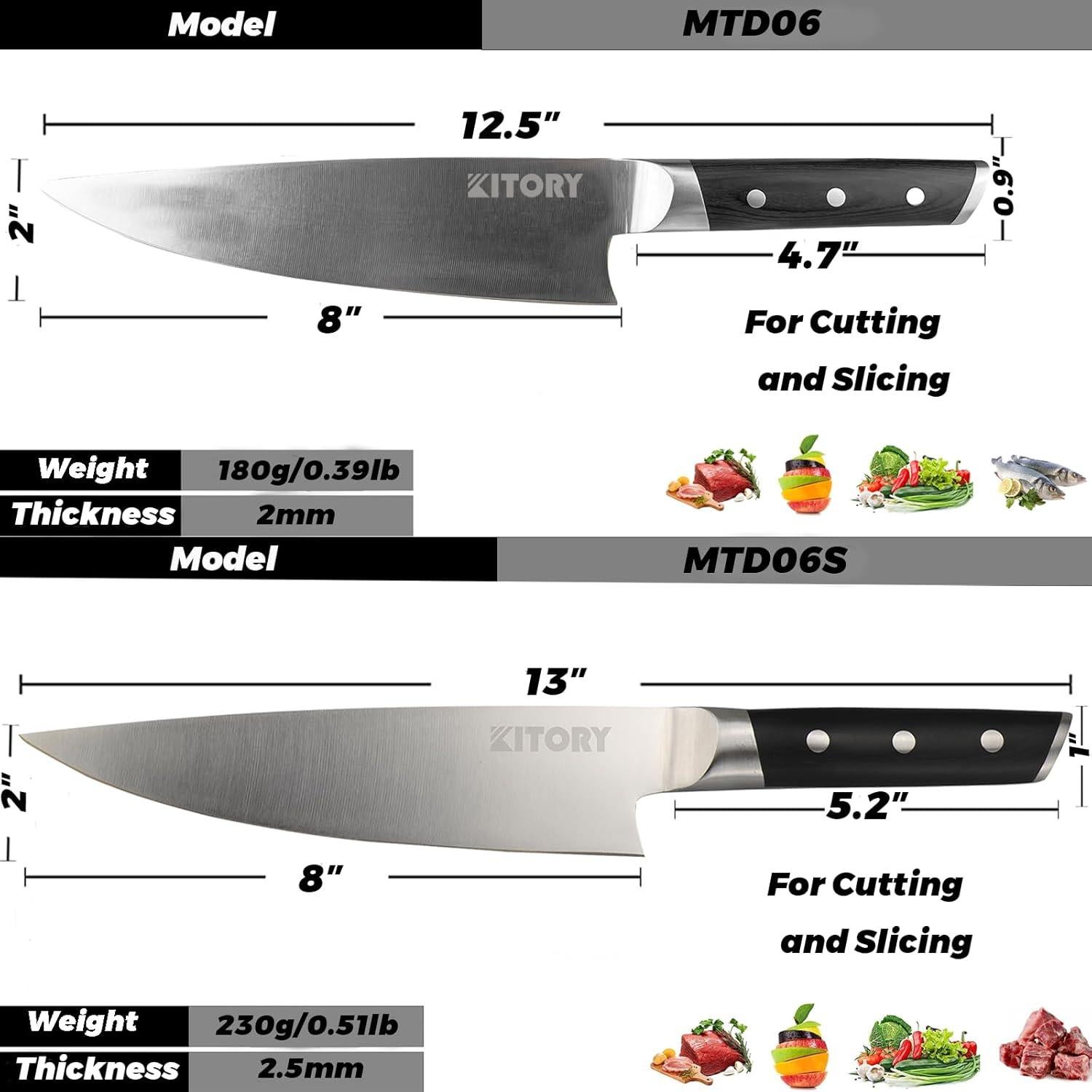 Cuchillo de Chef Kitory 20.32 cm Acero Alto Carbono Pakkawood