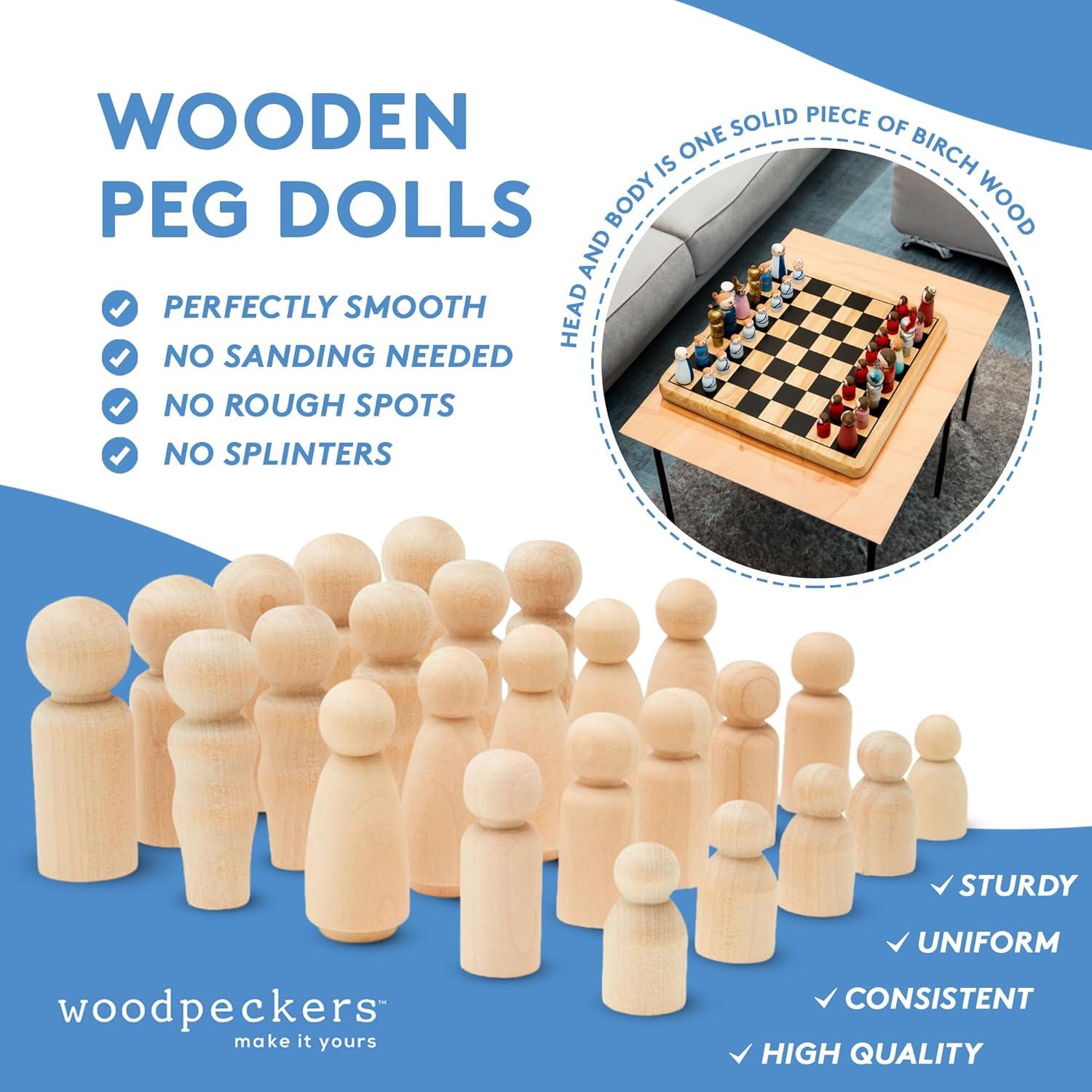 Juego de Muñecos de Madera Woodpeckers 50 Piezas para Manualidades