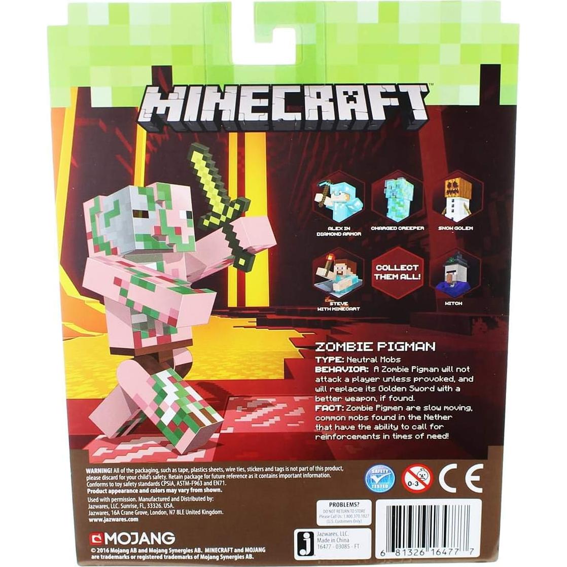 Figura Zombie Pigman Minecraft Jazwares 6,99 cm articulada