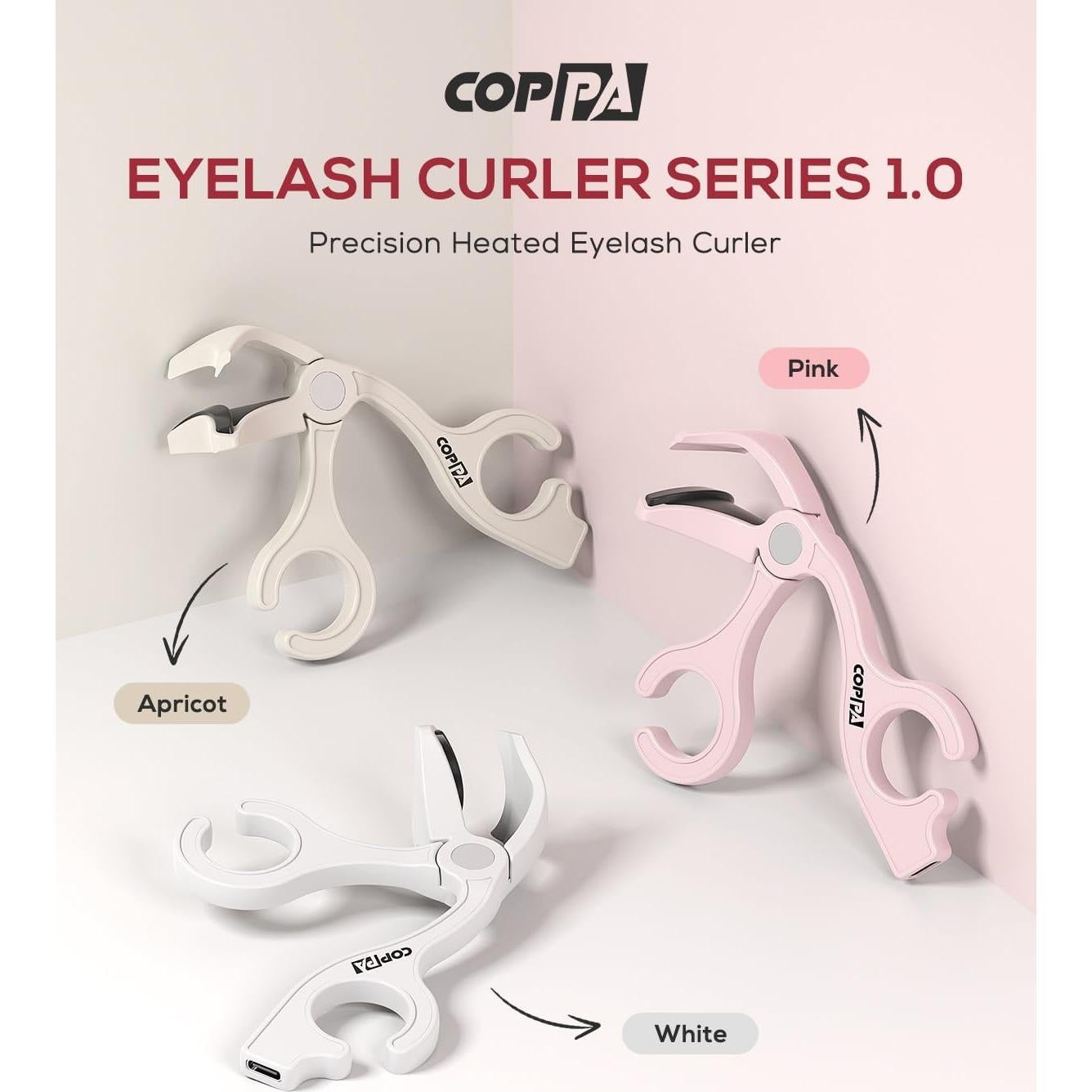 Heated Eyelash Curler, EC-1 Precision Type Lash Curler Open Style with 65°Heat Dual-Use Eyelash Curler Easy to Use for All Eye Shapes, No Pinching or Pulling Eyelash Eye Makeup Tool, Beige